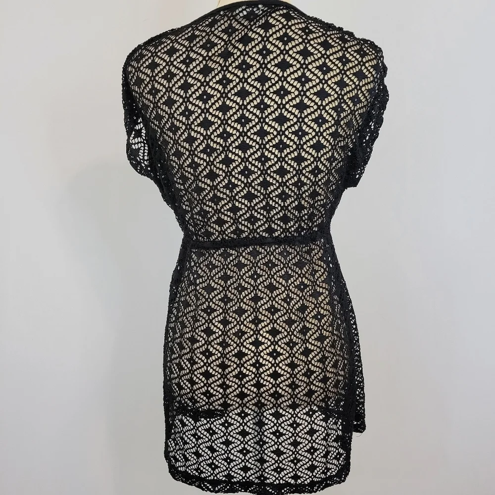 Miken Swim Black Crochet Empire Waist Swimsuit Cover‎ Up